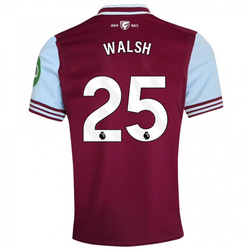 Kids Football Megan Walsh #25 Dark Red Home Jersey 2024/25 T-Shirt