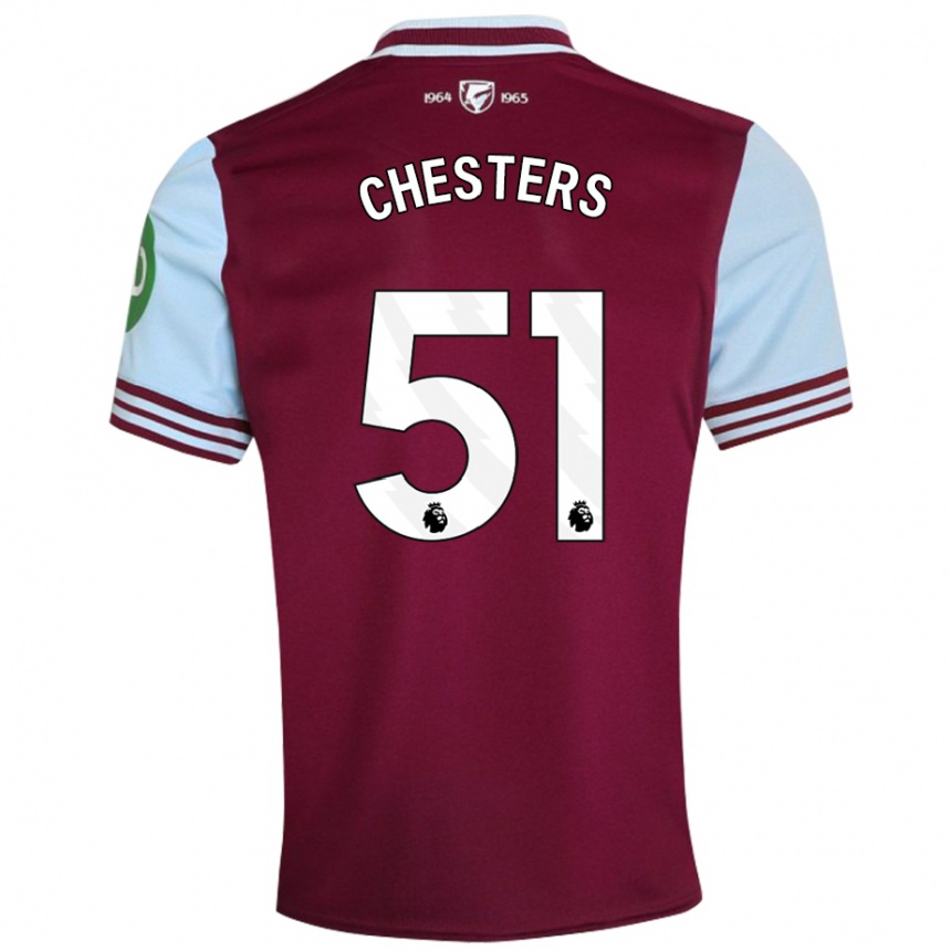 Kids Football Dan Chesters #51 Dark Red Home Jersey 2024/25 T-Shirt