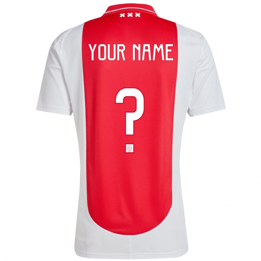 Kids Football Your Name #0 Red White Home Jersey 2024/25 T-Shirt