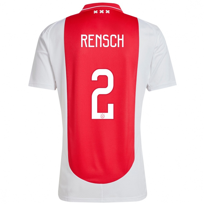 Kids Football Devyne Rensch #2 Red White Home Jersey 2024/25 T-Shirt