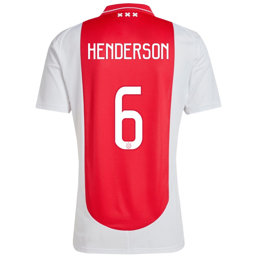 Kids Football Jordan Henderson #6 Red White Home Jersey 2024/25 T-Shirt