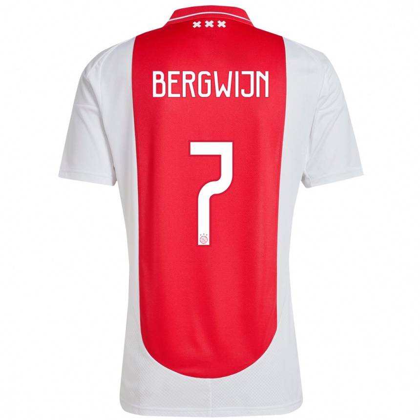 Kids Football Steven Bergwijn #7 Red White Home Jersey 2024/25 T-Shirt