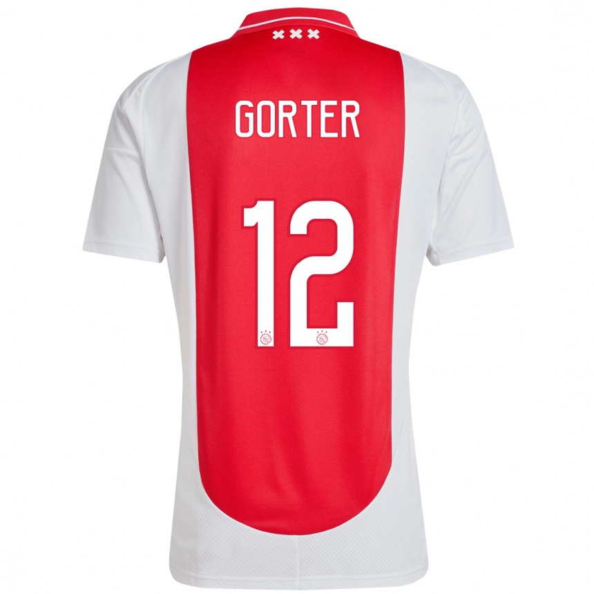 Kids Football Jay Gorter #12 Red White Home Jersey 2024/25 T-Shirt