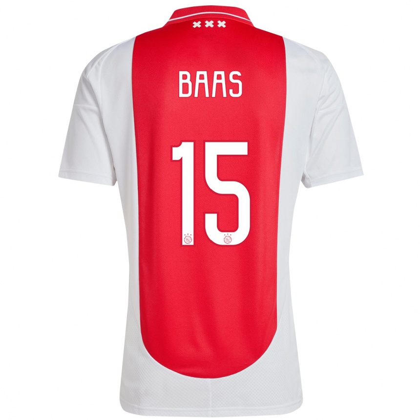 Kids Football Youri Baas #15 Red White Home Jersey 2024/25 T-Shirt