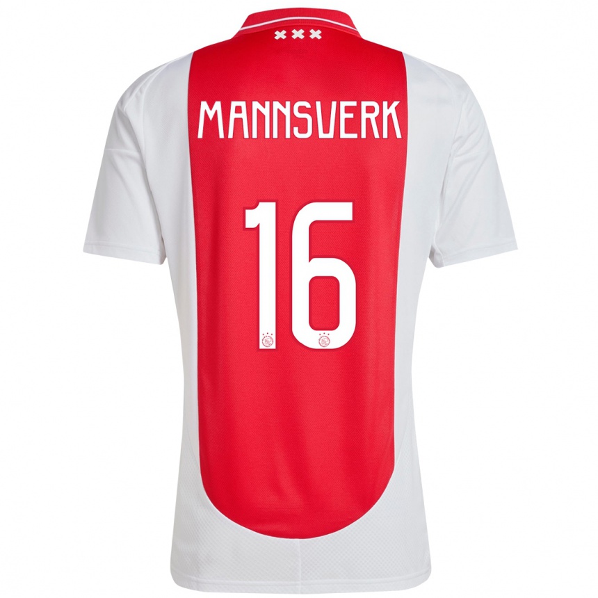 Kids Football Sivert Mannsverk #16 Red White Home Jersey 2024/25 T-Shirt