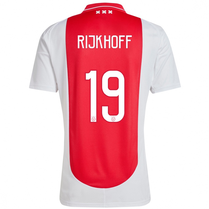 Kids Football Julian Rijkhoff #19 Red White Home Jersey 2024/25 T-Shirt