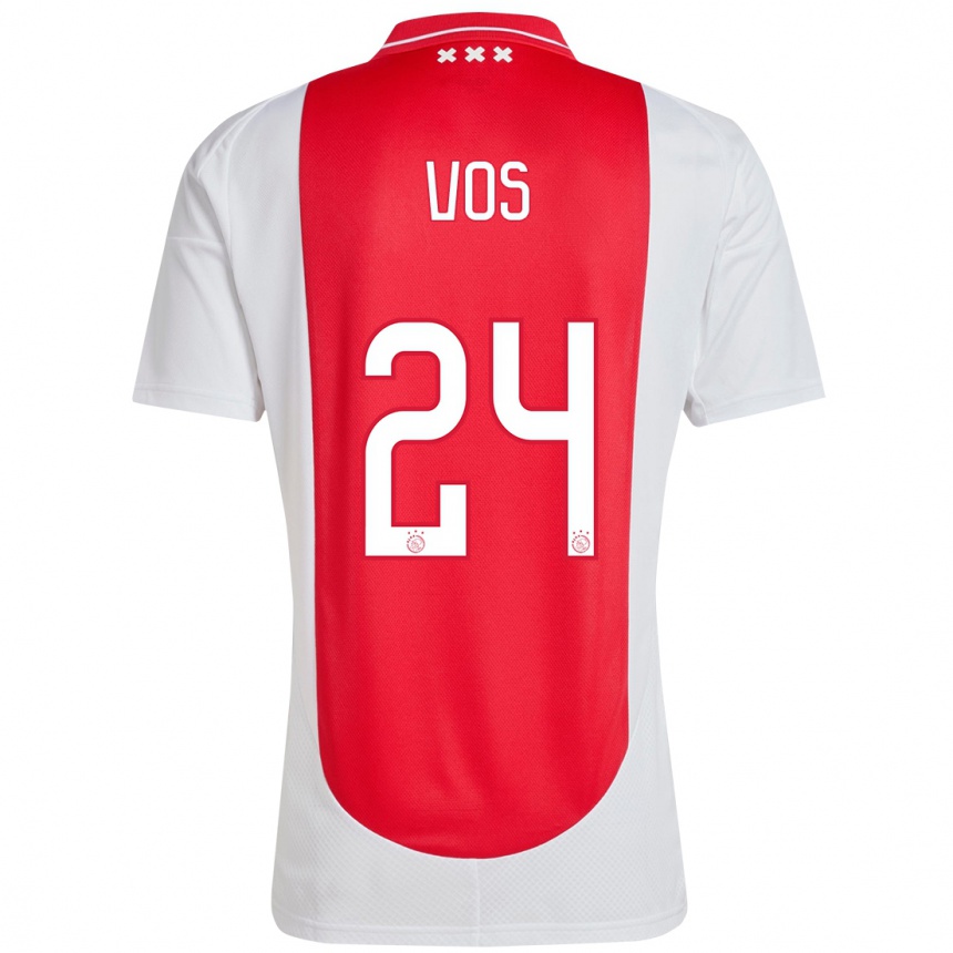 Kids Football Silvano Vos #24 Red White Home Jersey 2024/25 T-Shirt