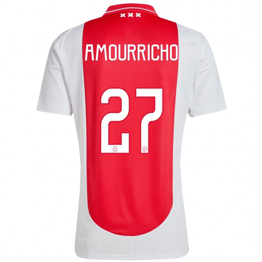 Kids Football Amourricho Van Axel Dongen #27 Red White Home Jersey 2024/25 T-Shirt