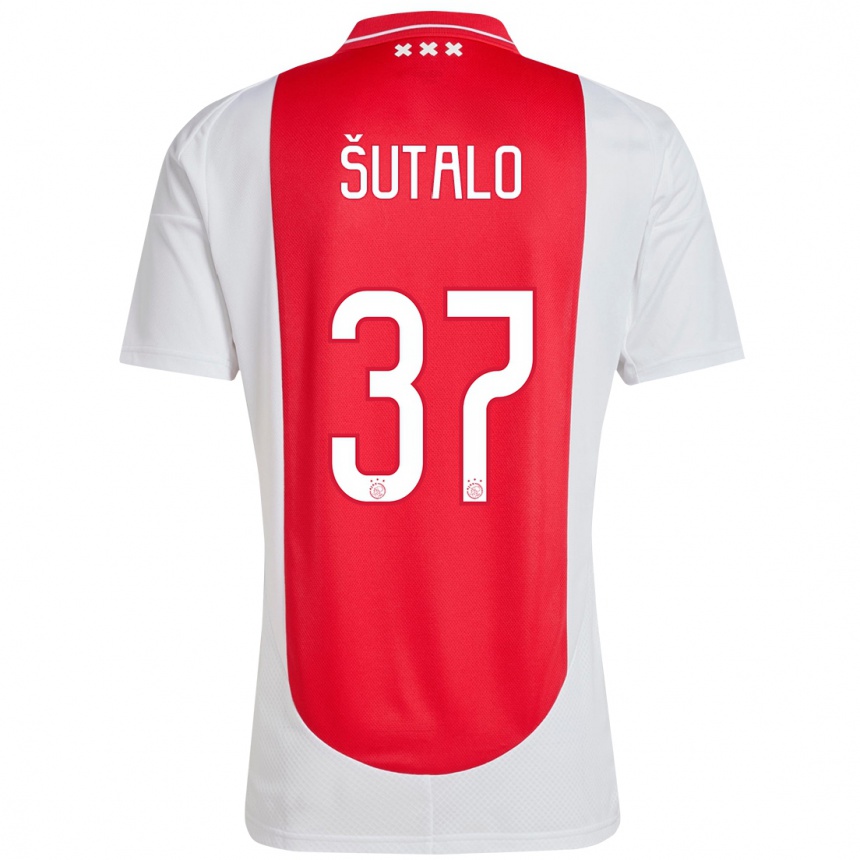 Kids Football Josip Sutalo #37 Red White Home Jersey 2024/25 T-Shirt