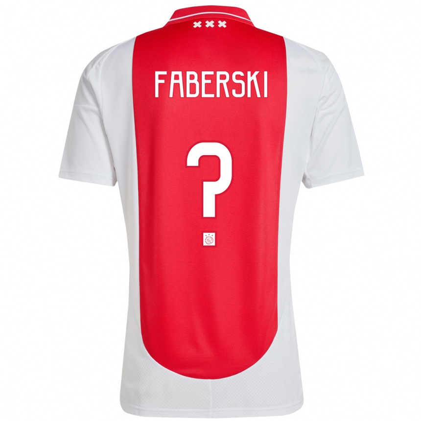 Kids Football Jan Faberski #0 Red White Home Jersey 2024/25 T-Shirt