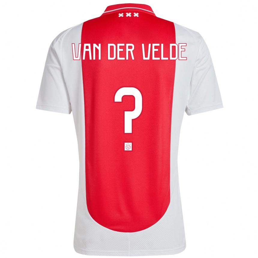 Kids Football Valentijn Van Der Velde #0 Red White Home Jersey 2024/25 T-Shirt