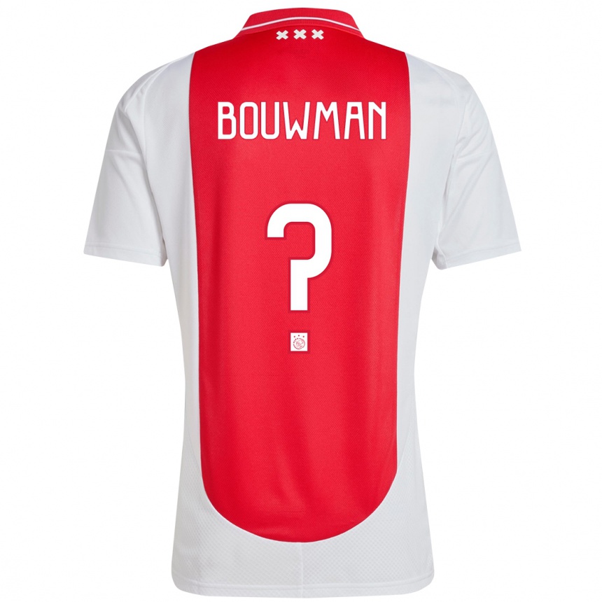 Kids Football Aaron Bouwman #0 Red White Home Jersey 2024/25 T-Shirt