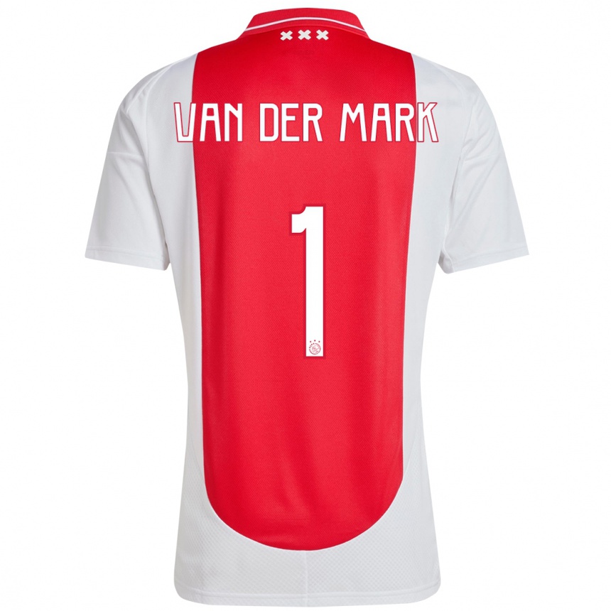 Kids Football Jesper Van Der Mark #1 Red White Home Jersey 2024/25 T-Shirt