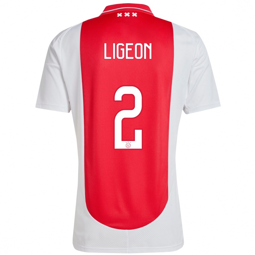 Kids Football Ruben Ligeon #2 Red White Home Jersey 2024/25 T-Shirt