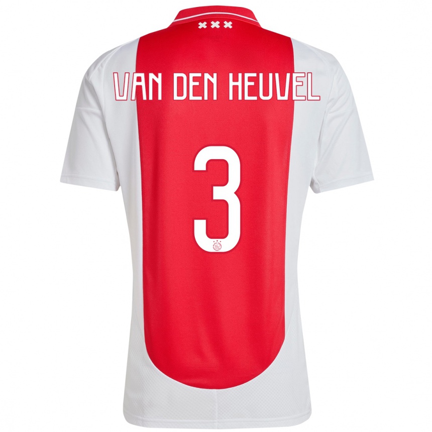 Kids Football Nino Van Den Heuvel #3 Red White Home Jersey 2024/25 T-Shirt