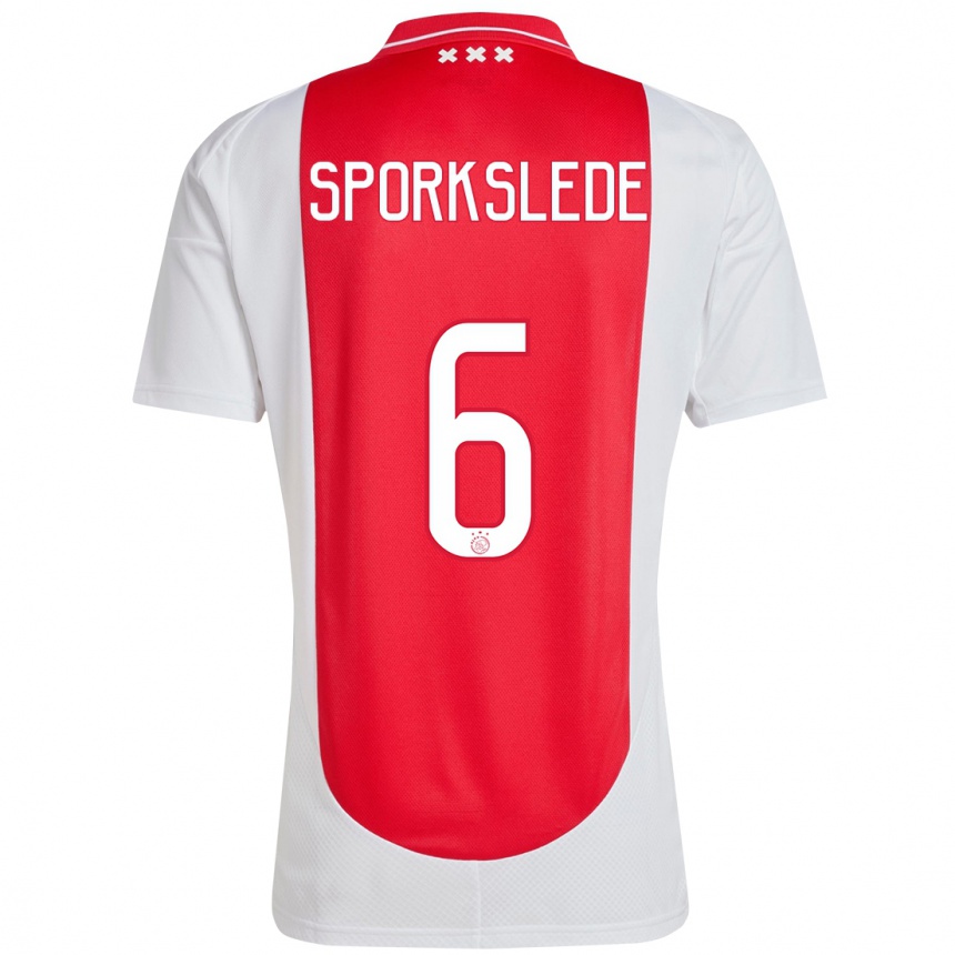 Kids Football Fabian Sporkslede #6 Red White Home Jersey 2024/25 T-Shirt