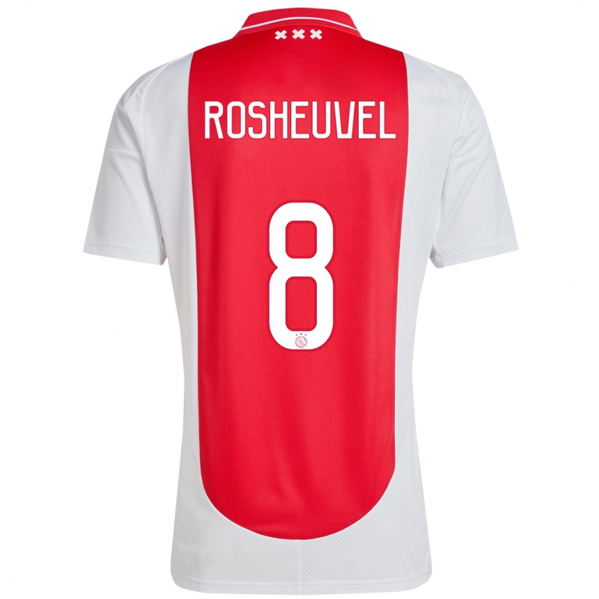 Kids Football Darren Rosheuvel #8 Red White Home Jersey 2024/25 T-Shirt