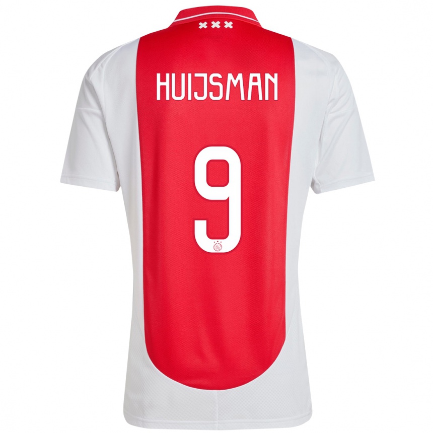 Kids Football Mitchi Huijsman #9 Red White Home Jersey 2024/25 T-Shirt