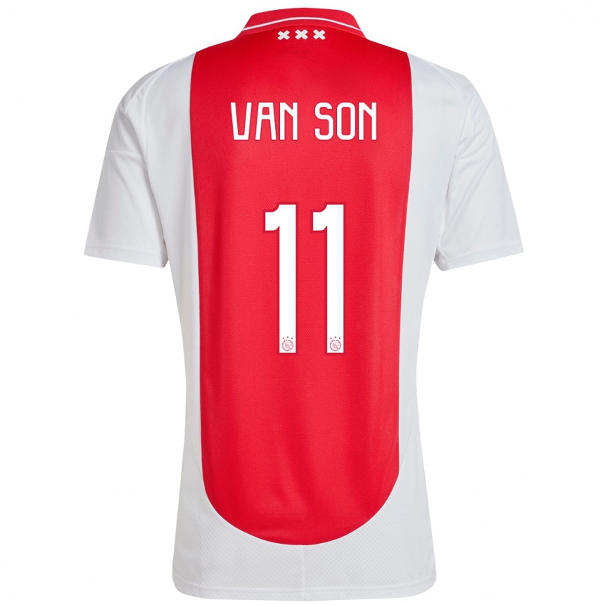 Kids Football Daniël Van Son #11 Red White Home Jersey 2024/25 T-Shirt