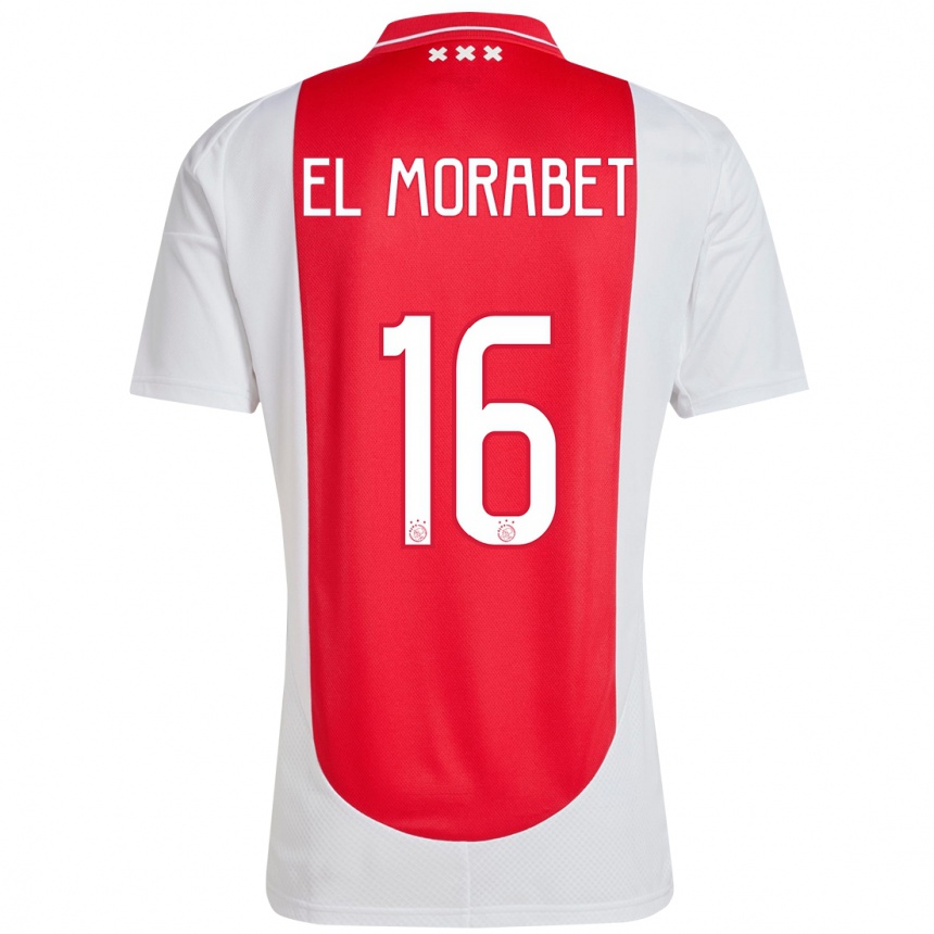 Kids Football Younes El Morabet #16 Red White Home Jersey 2024/25 T-Shirt