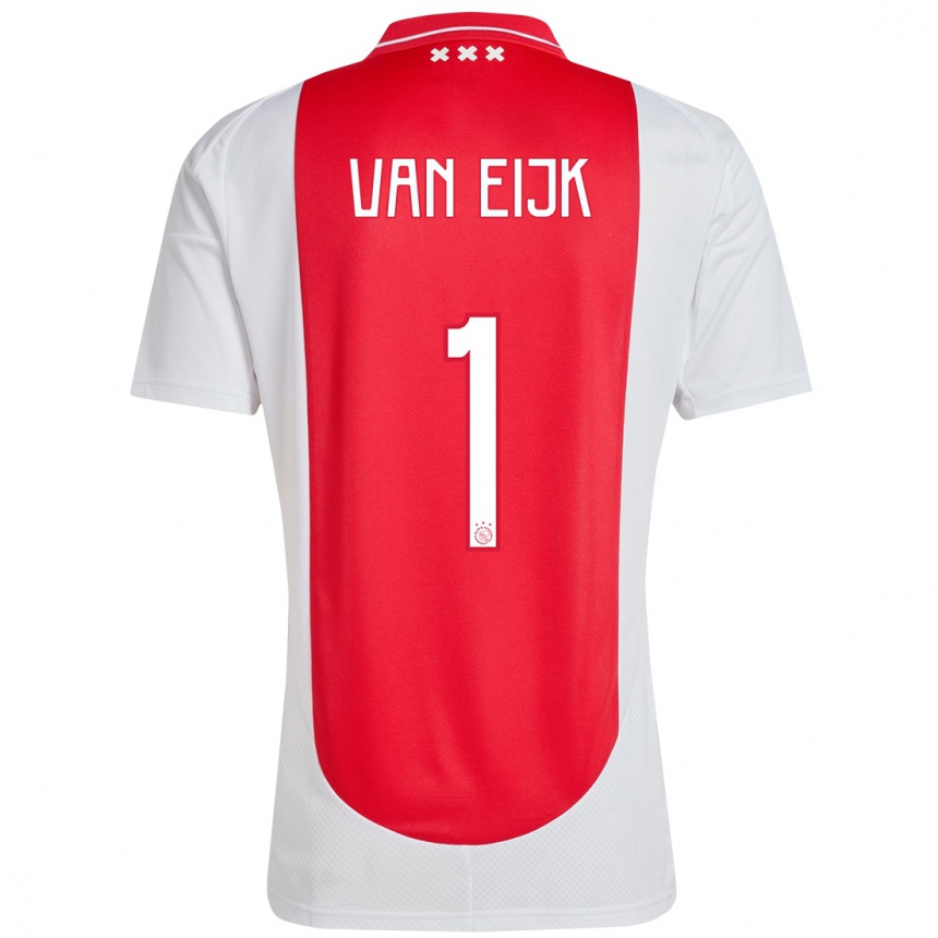 Kids Football Regina Van Eijk #1 Red White Home Jersey 2024/25 T-Shirt