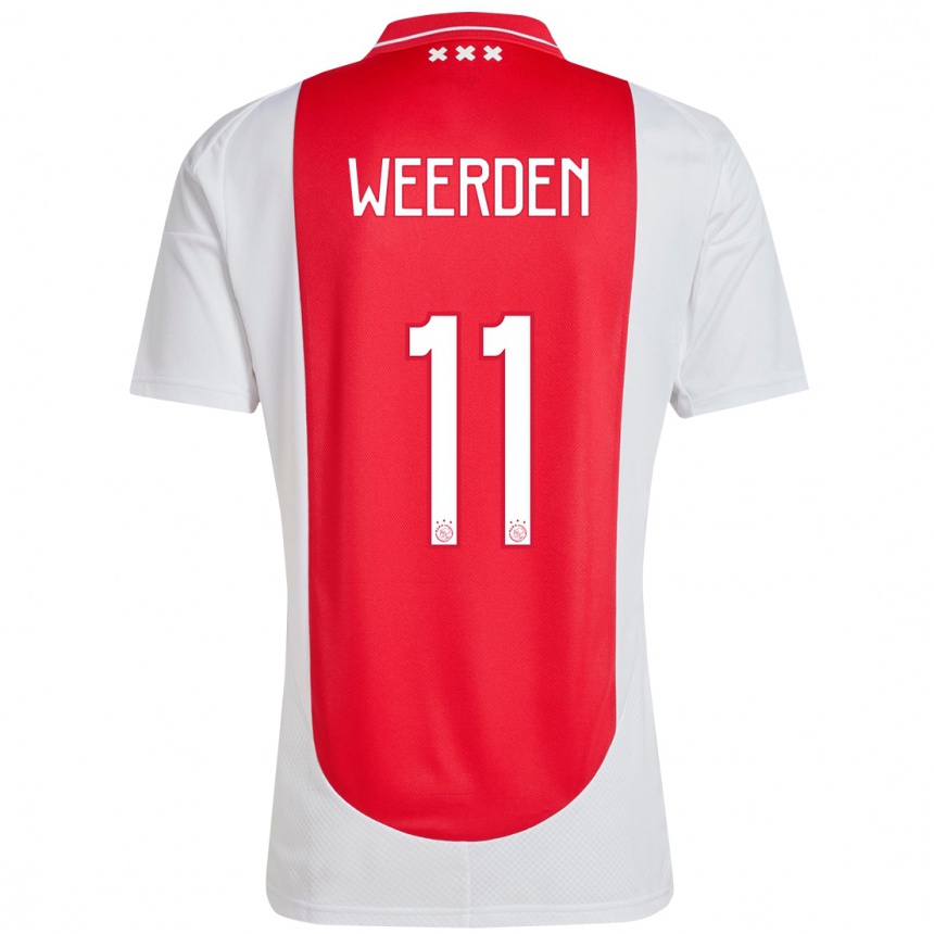 Kids Football Ashleigh Weerden #11 Red White Home Jersey 2024/25 T-Shirt