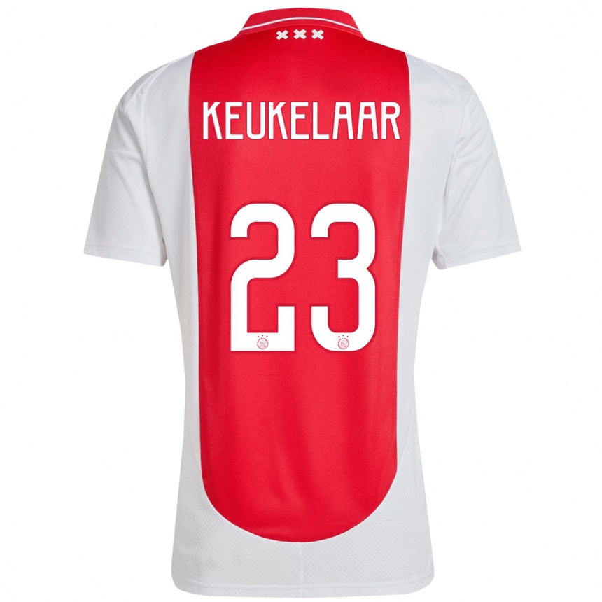 Kids Football Lotte Keukelaar #23 Red White Home Jersey 2024/25 T-Shirt