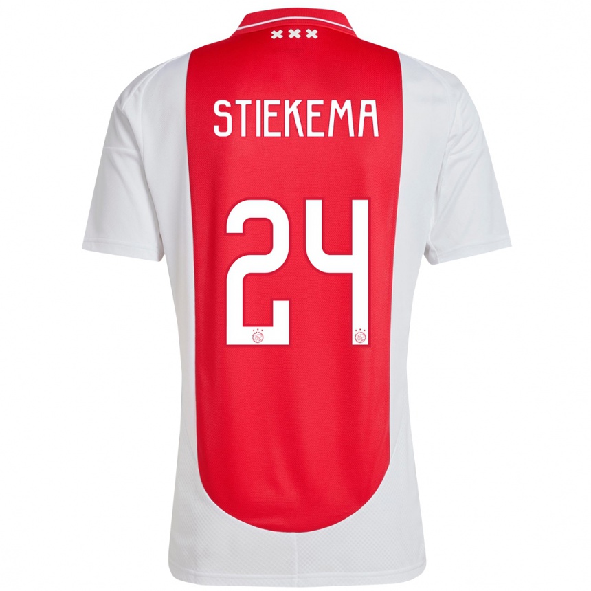 Kids Football Iris Stiekema #24 Red White Home Jersey 2024/25 T-Shirt