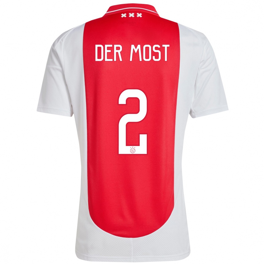 Kids Football Liza Van Der Most #2 Red White Home Jersey 2024/25 T-Shirt