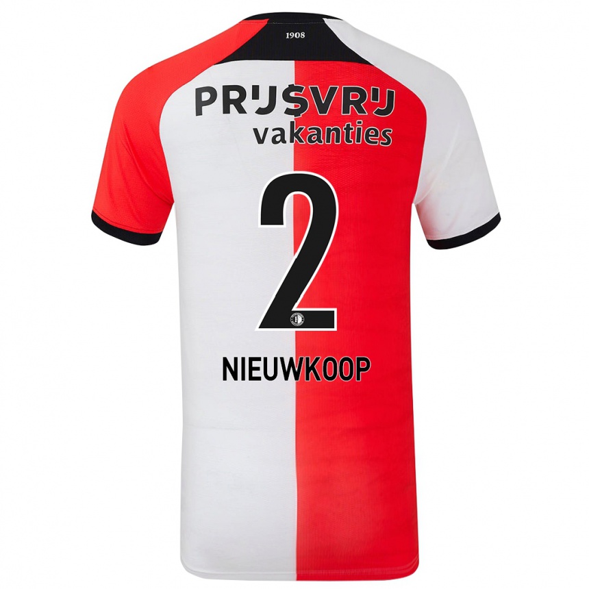 Kids Football Bart Nieuwkoop #2 Red White Home Jersey 2024/25 T-Shirt