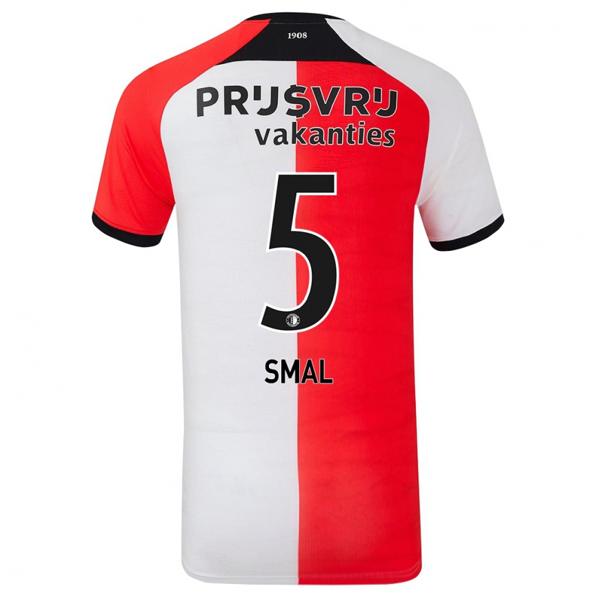 Kids Football Gijs Smal #5 Red White Home Jersey 2024/25 T-Shirt