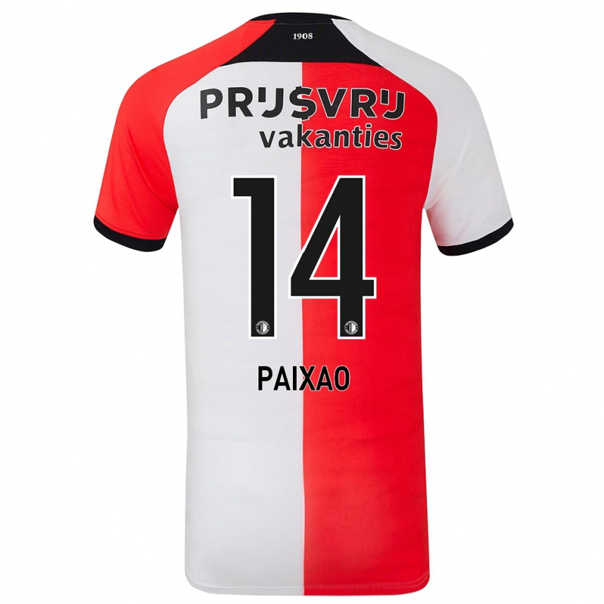 Kids Football Igor Paixão #14 Red White Home Jersey 2024/25 T-Shirt