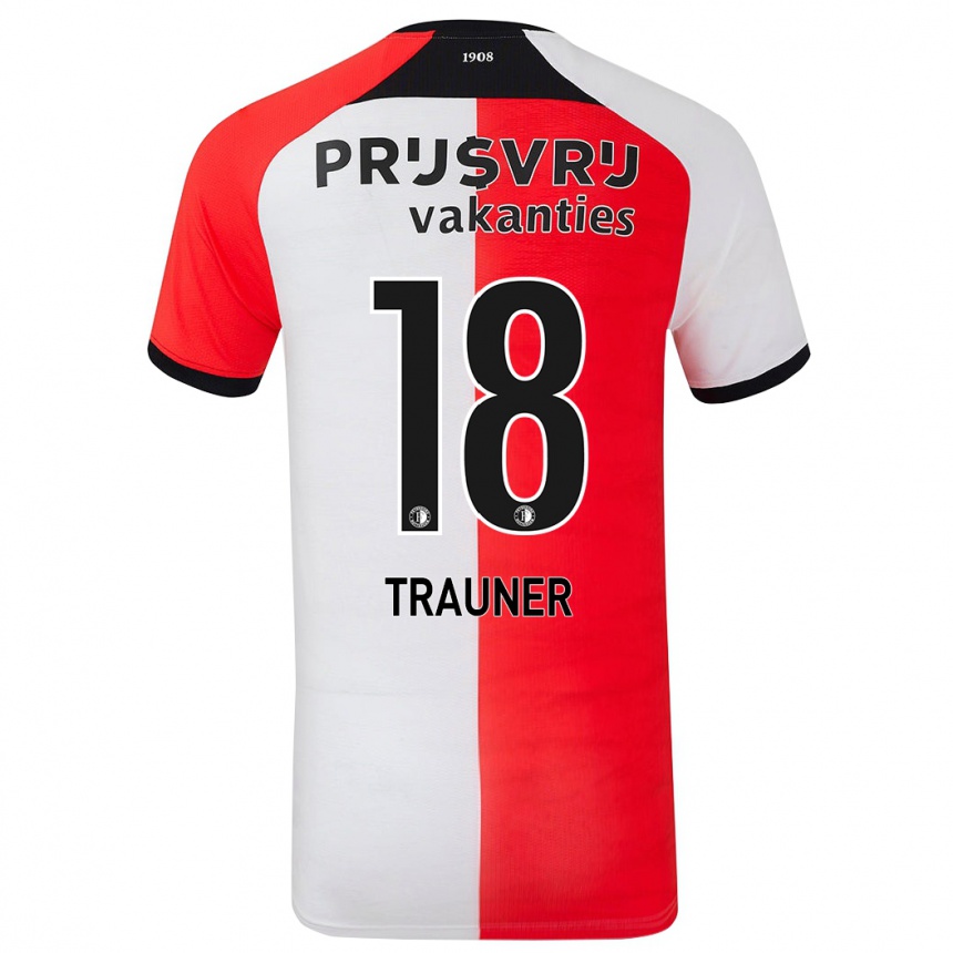 Kids Football Gernot Trauner #18 Red White Home Jersey 2024/25 T-Shirt