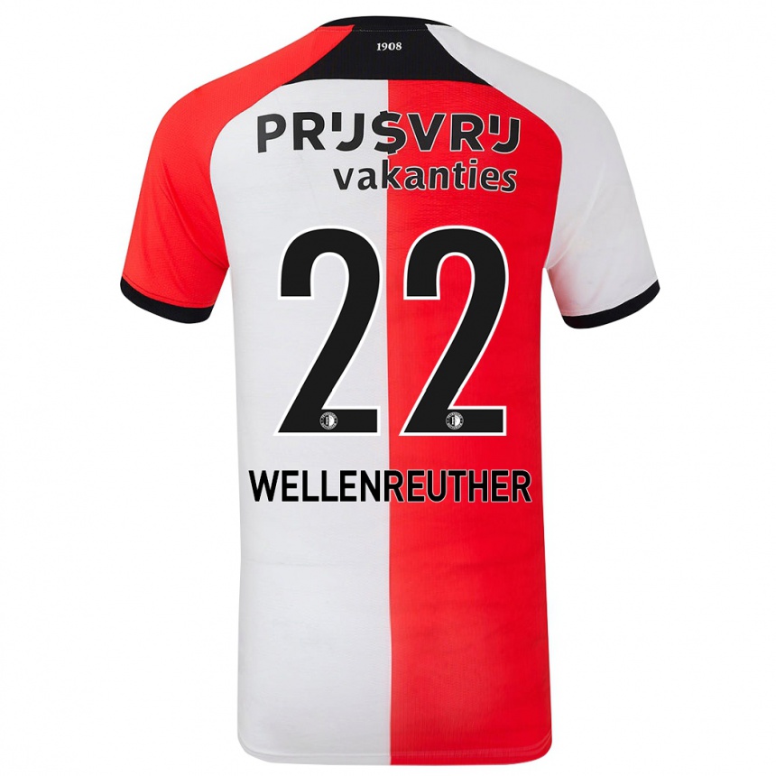 Kids Football Timon Wellenreuther #22 Red White Home Jersey 2024/25 T-Shirt