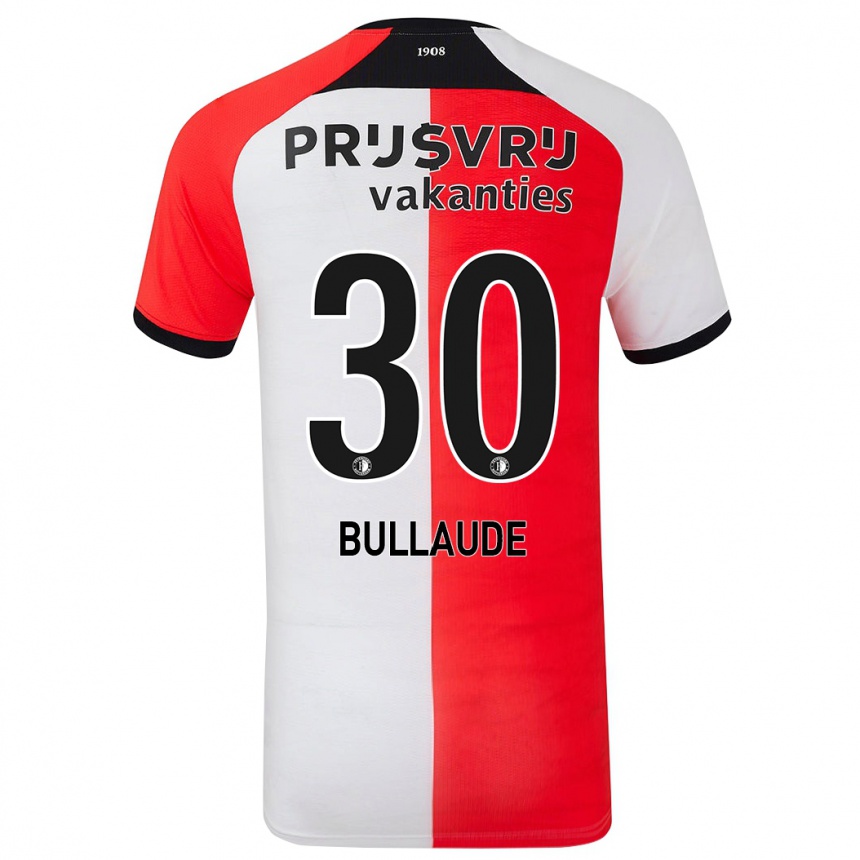 Kids Football Ezequiel Bullaude #30 Red White Home Jersey 2024/25 T-Shirt