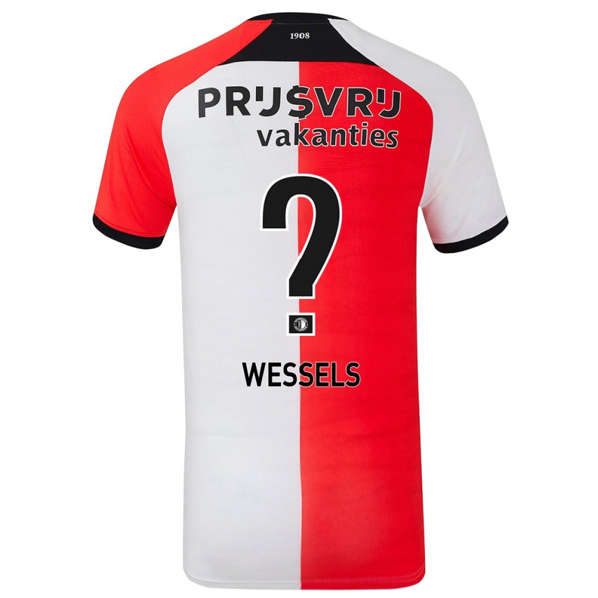 Kids Football Tijme Wessels #0 Red White Home Jersey 2024/25 T-Shirt