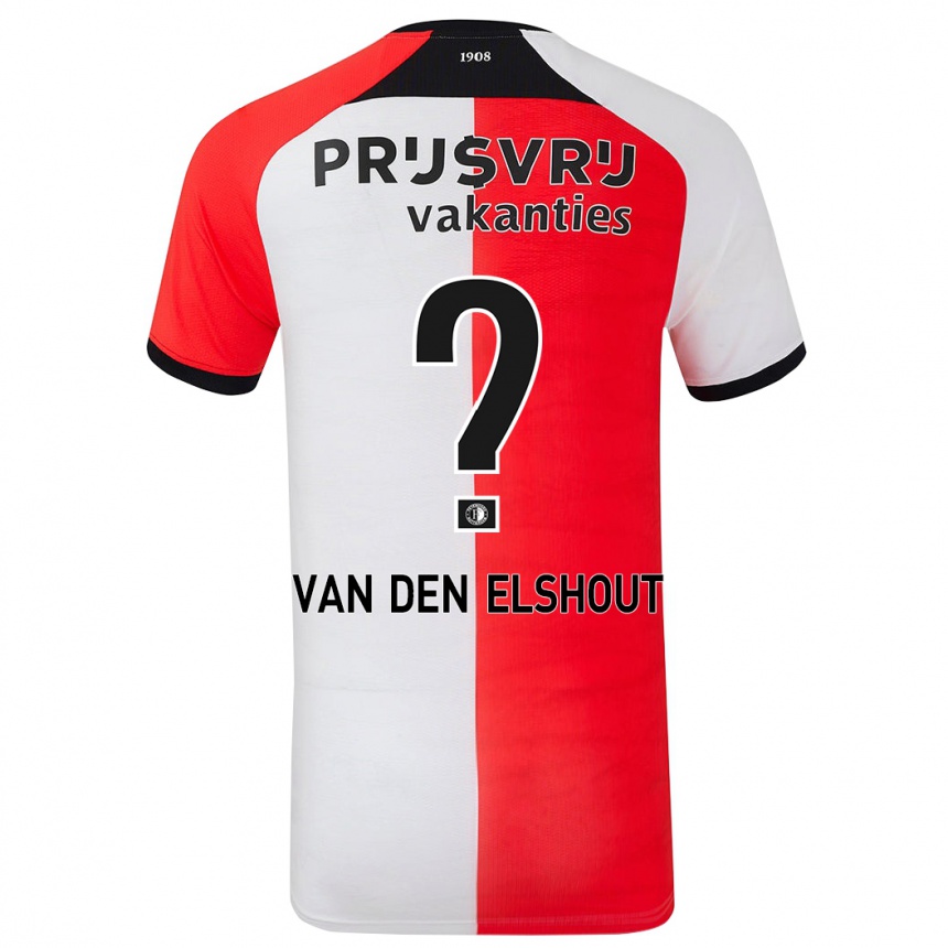 Kids Football Tobias Van Den Elshout #0 Red White Home Jersey 2024/25 T-Shirt