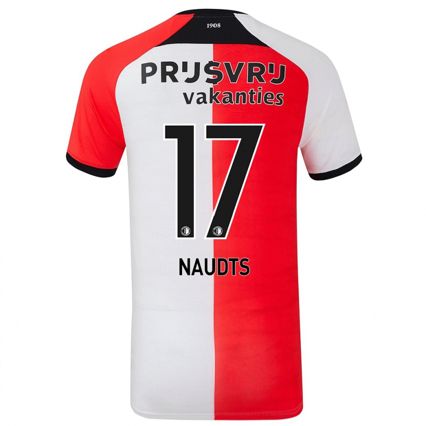 Kids Football Jamir Naudts #17 Red White Home Jersey 2024/25 T-Shirt