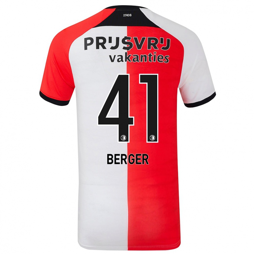 Kids Football Mannou Berger #41 Red White Home Jersey 2024/25 T-Shirt