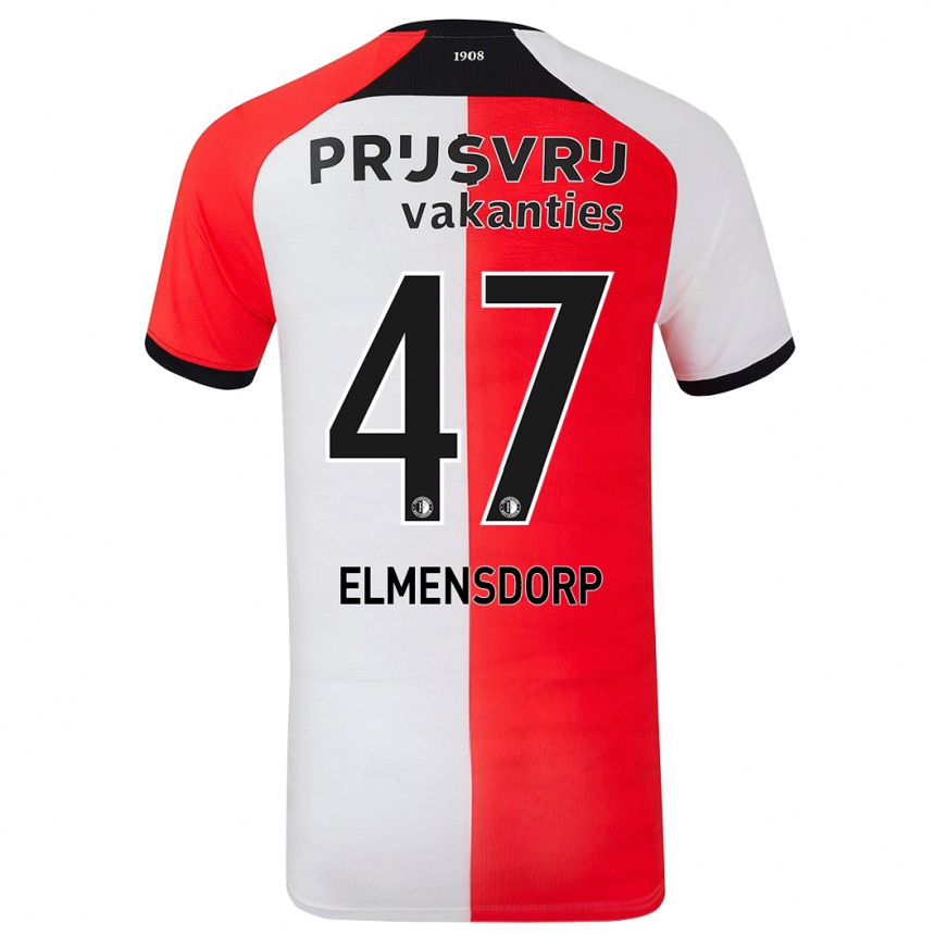 Kids Football Paris Elmensdorp #47 Red White Home Jersey 2024/25 T-Shirt