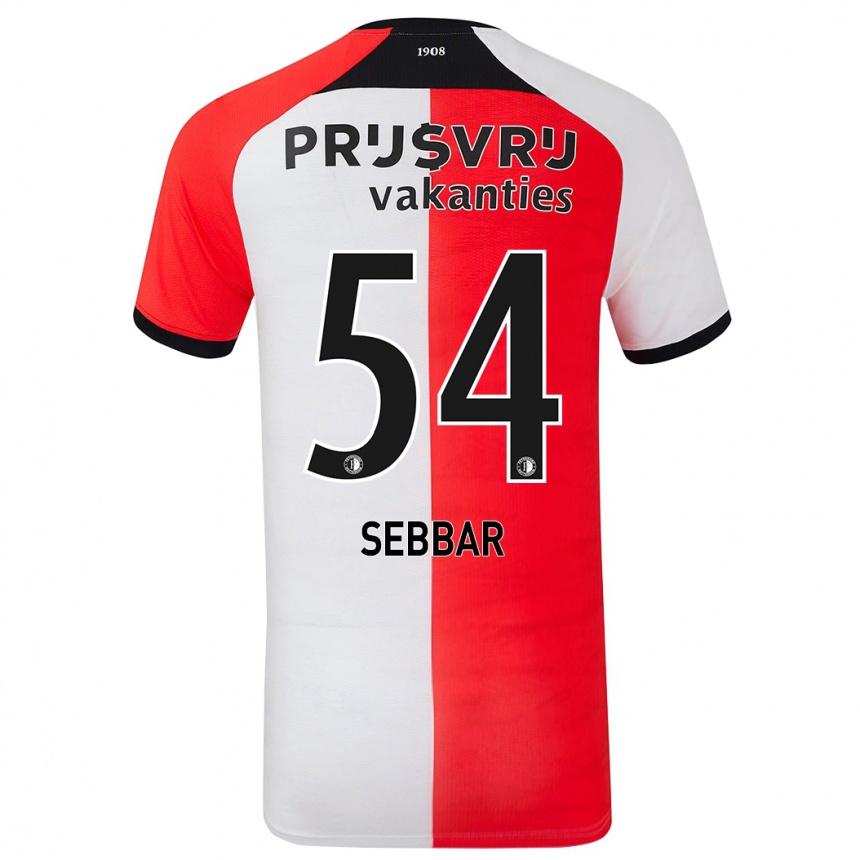 Kids Football Marouane Sebbar #54 Red White Home Jersey 2024/25 T-Shirt