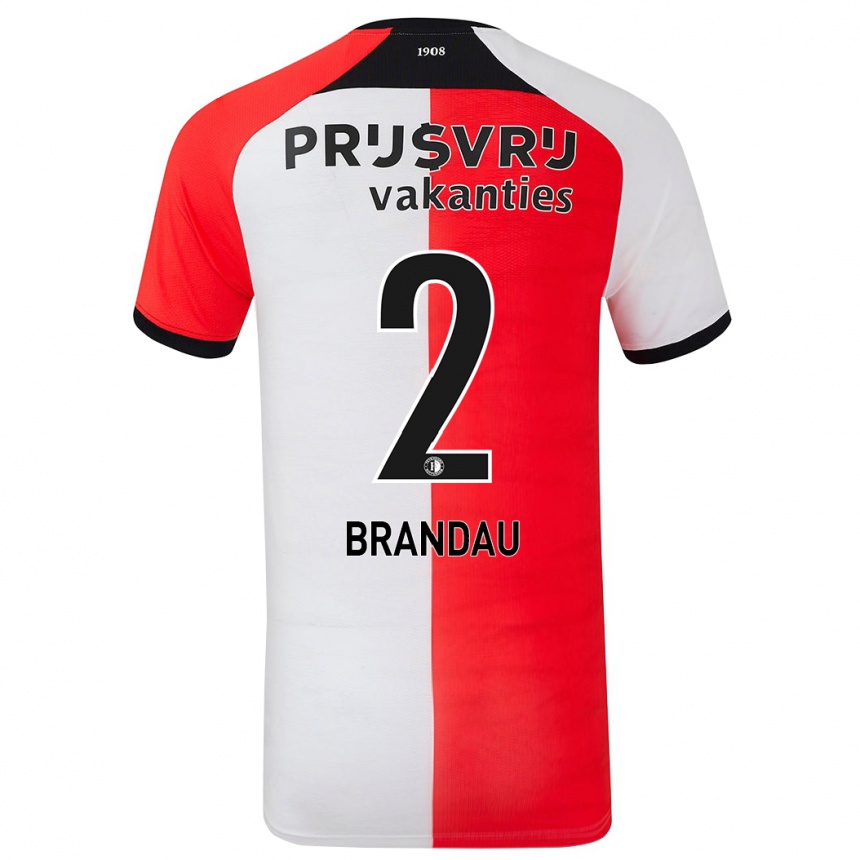 Kids Football Justine Brandau #2 Red White Home Jersey 2024/25 T-Shirt