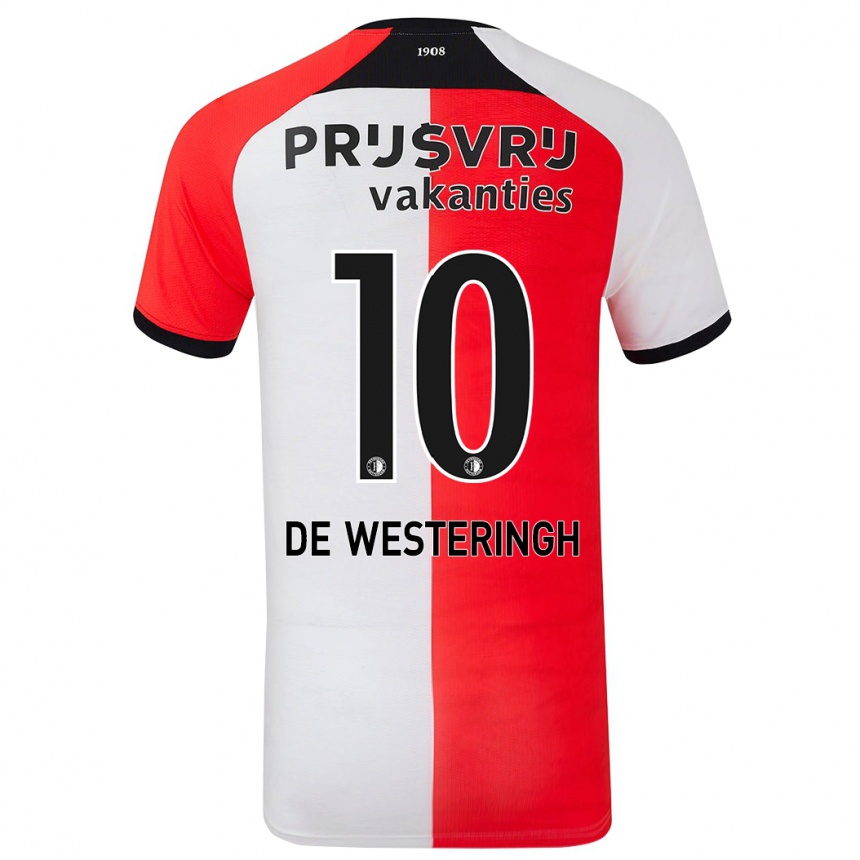 Kids Football Kirsten Van De Westeringh #10 Red White Home Jersey 2024/25 T-Shirt