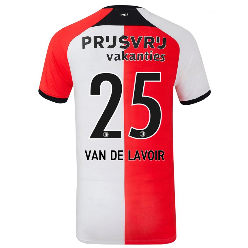 Kids Football Romeé Van De Lavoir #25 Red White Home Jersey 2024/25 T-Shirt