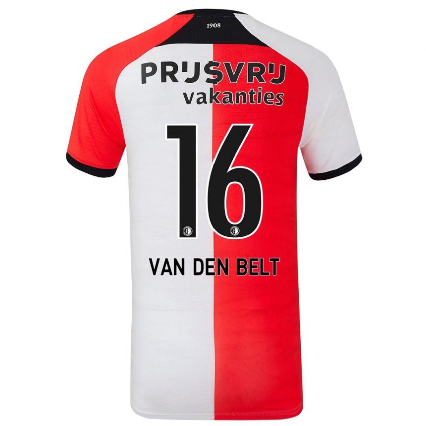 Kids Football Thomas Van Den Belt #16 Red White Home Jersey 2024/25 T-Shirt