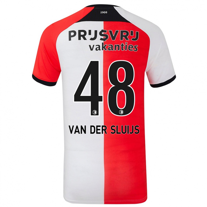 Kids Football Joep Van Der Sluijs #48 Red White Home Jersey 2024/25 T-Shirt