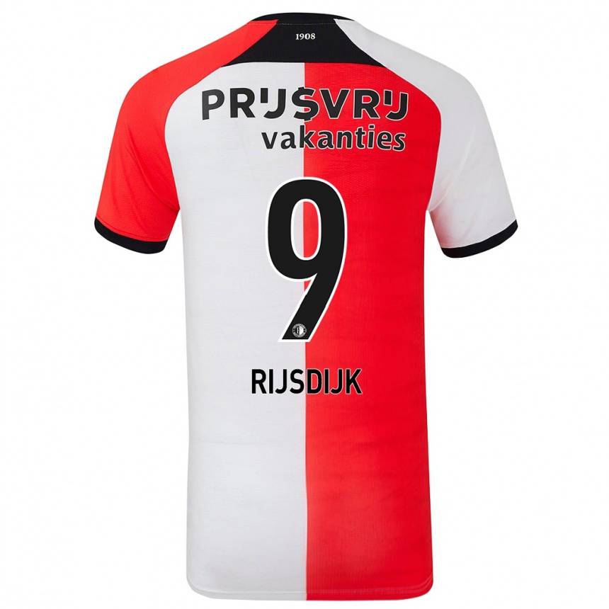 Kids Football Pia Rijsdijk #9 Red White Home Jersey 2024/25 T-Shirt