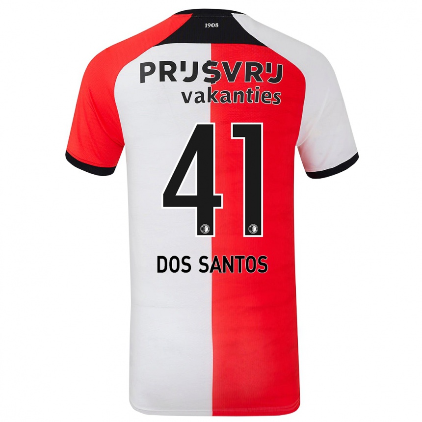 Kids Football Giuliany Ben-David Dos Santos #41 Red White Home Jersey 2024/25 T-Shirt