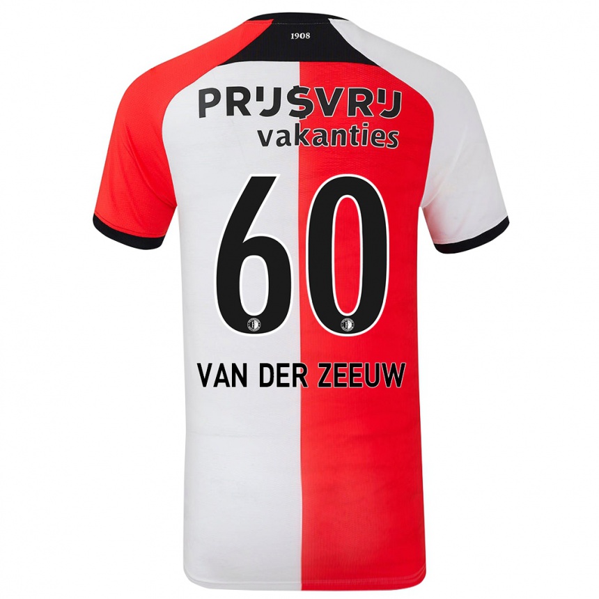 Kids Football Twan Van Der Zeeuw #60 Red White Home Jersey 2024/25 T-Shirt