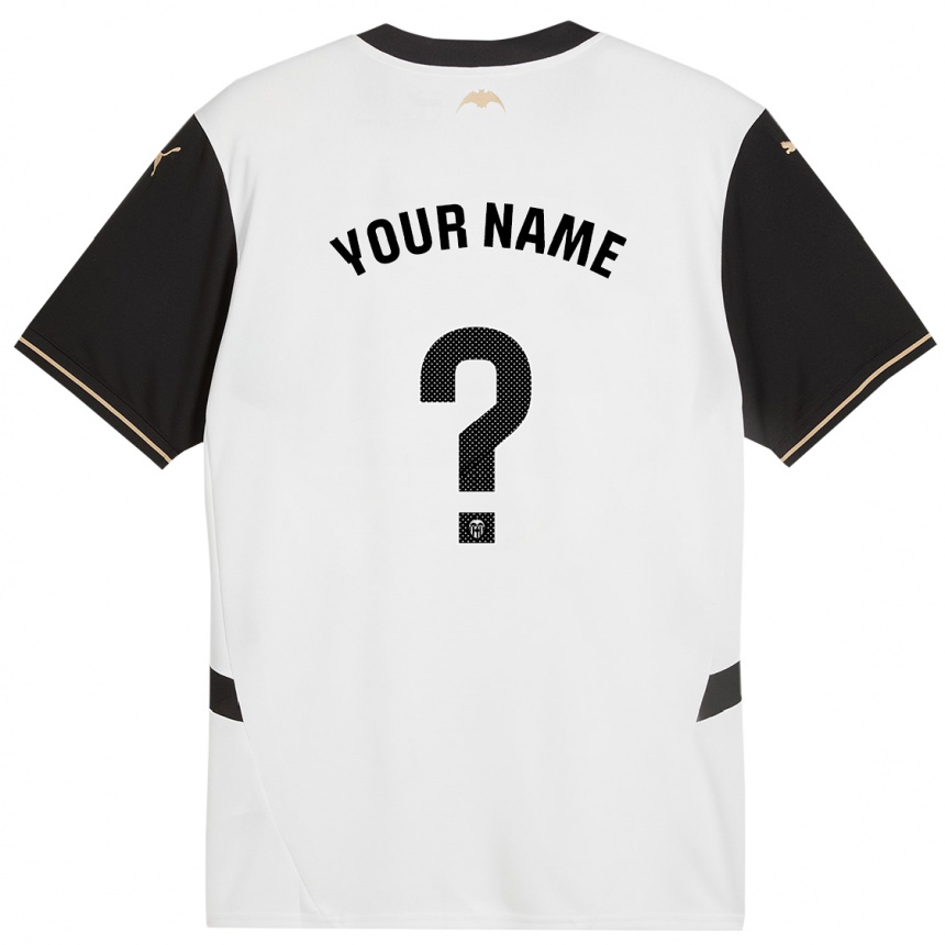 Kids Football Your Name #0 White Black Home Jersey 2024/25 T-Shirt